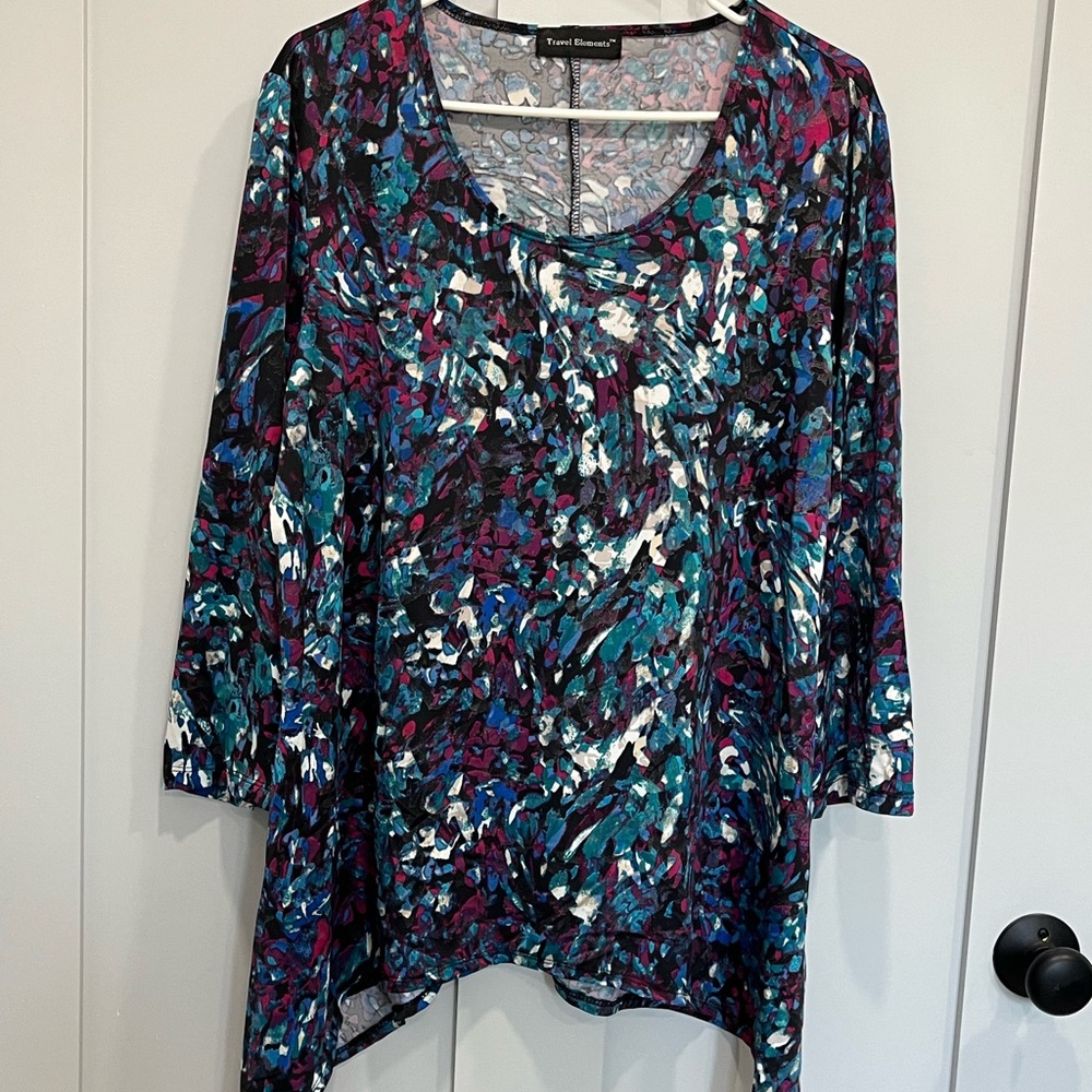 Vibrant Abstract Print Tunic Top